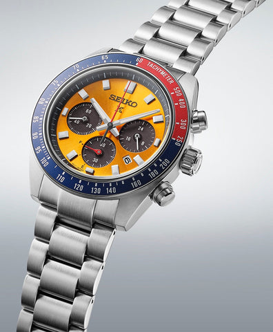 Seiko watch with a silver bracelet on a light gray background