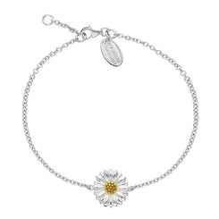 Sterling Silver Yellow Gold Vermeil Daisy Bracelet, B1157.