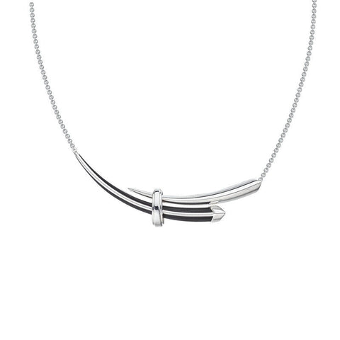 Shaun Leane Sabre Deco Sterling Silver Ceramic Horizontal Necklace, SA079.SSBKNOS.