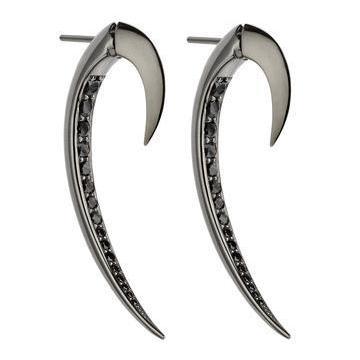 Shaun Leane Hook Sterling Silver Black Rhodium Black Spinel Earrings HT008.BRBKEOS.