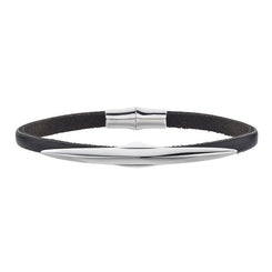 Shaun Leane Single Arc Silver Black Leather Bracelet