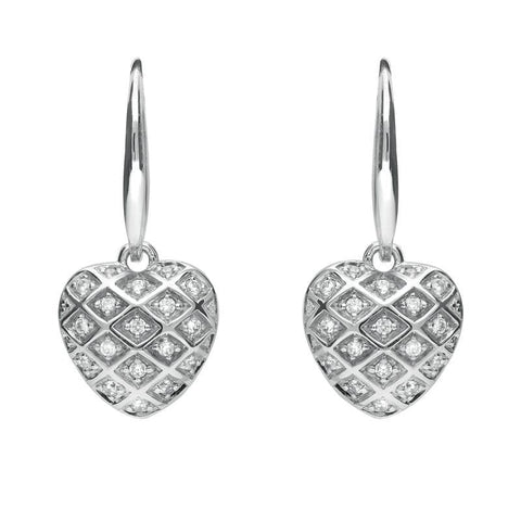 Sterling Silver Cubic Zirconia Heart Hook Drop Earrings E2025