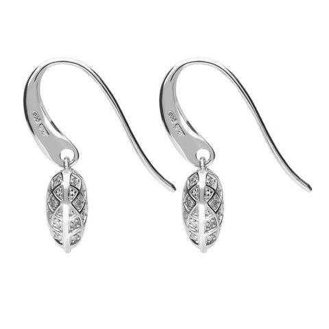 Sterling Silver Cubic Zirconia Heart Hook Drop Earrings E2025