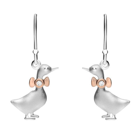 Sterling Silver Rose Gold Cubic Ziconia Goose Hook Earrings E2371