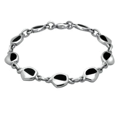 Sterling Silver Whitby Jet Heritage Freeform Pentagon Bracelet B255