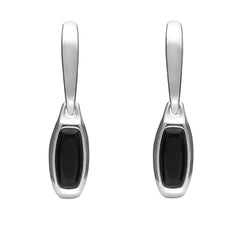 Sterling Silver Whitby Jet Oblong Hinged Drop Earrings E2127