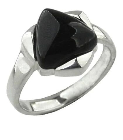 Sterling Silver Whitby Jet Triangular Part Set Ring