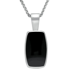 Sterling Silver Whitby Jet Barrel Shaped Necklace, P025