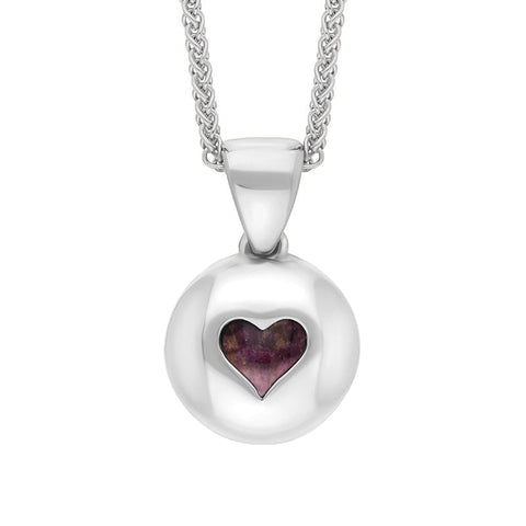 Sterling Silver Blue John Heart Disc Necklace