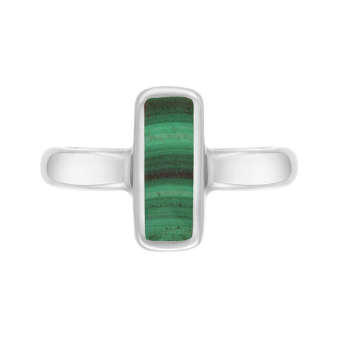 Sterling Silver Malachite Slim Oblong Ring