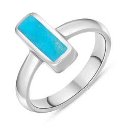 Sterling Silver Turquoise Slim Oblong Ring. R405.