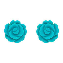 Sterling Silver Turquoise Tuberose Rose Stud Earrings, E2151.