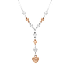 Sterling Silver Rose Gold Plated Heart Drop Necklace D N579