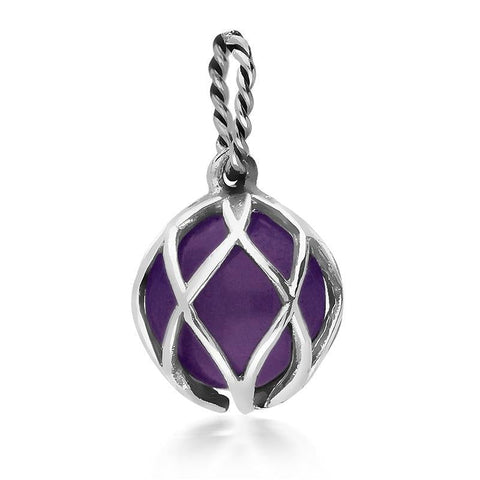 Sterling Silver Amethyst Emma Stothard Silver Darling 10mm Float Charm, G971.