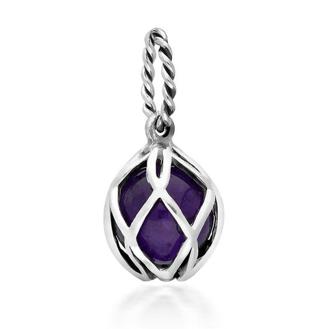 Sterling Silver Amethyst Emma Stothard Silver Darling 8mm Float Charm, G970.