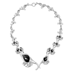 Sterling Silver Asymmetrical Calla Lily Necklace, N925.
