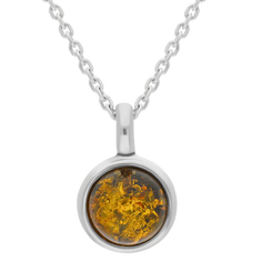 Sterling Silver Baltic Amber 13mm Round Pendant, P215