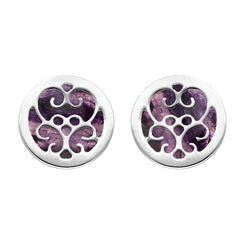 Sterling Silver Blue John Flore Filigree Stud Earrings, E1782