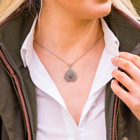 Sterling Silver Blue John Marcasite House Style Small Leaf Necklace. P2961C.