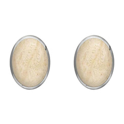 Sterling Silver Coquina 8 x 10mm Classic Large Oval Stud Earrings, E007