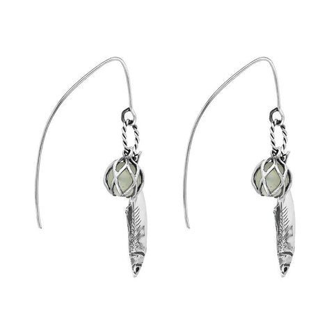 Sterling Silver Emma Stothard Silver Darling Green Quartz Float Charm Hook Earrings, E2582_2