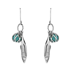 Sterling Silver Emma Stothard Silver Darling Turquoise Float Charm Hook Earrings, E2582.