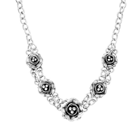 Sterling Silver Graduating Roses Necklace, NUNQ0000883_2