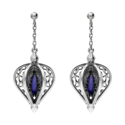 Sterling Silver Lapis Lazuli Flore Filigree Drop Earrings, E1781