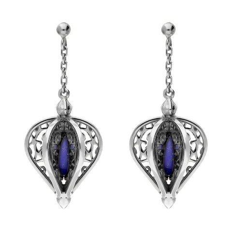 Sterling Silver Lapis Lazuli Flore Filigree Drop Earrings, E1781
