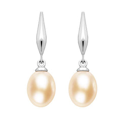 Sterling Silver Pearl Peach Drop Earrings. E1354.