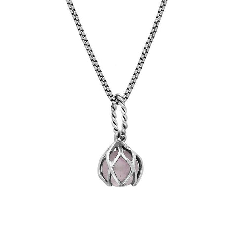 Sterling Silver Rose Quartz Emma Stothard Silver Darling 6mm Float Charm Necklace, P3584.