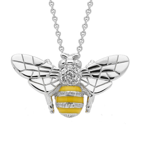 Sterling Silver Swarovski Crystal Enamel House Style Bee Necklace. P2923C.