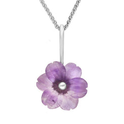 Sterling Silver Amethyst Tuberose Dahlia Necklace, P2856.