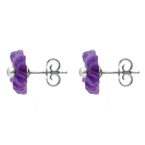 Sterling Silver Amethyst Tuberose Daisy Stud Earrings, E2161.