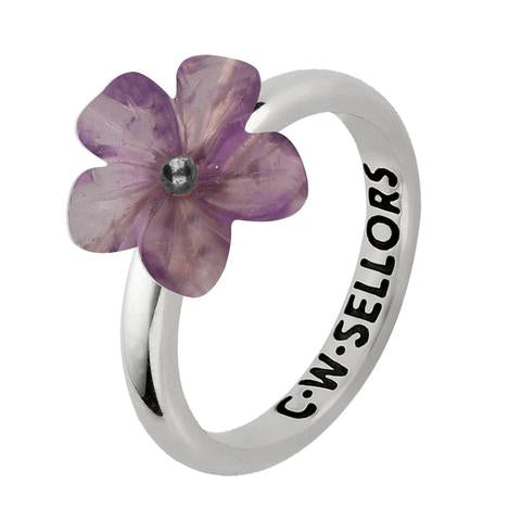 Sterling Silver Amethyst Tuberose Platycodon Ring, R996.