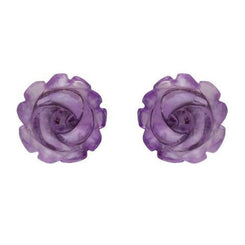 Sterling Silver Amethyst Tuberose Rose Stud Earrings, E2151.