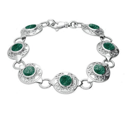 Sterling Silver Aventurine Round Celtic Link Bracelet B200