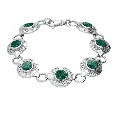 Sterling Silver Aventurine Round Celtic Link Bracelet B200