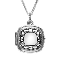 Sterling Silver Bauxite Cushion Shaped Beaded Edge Locket P2093