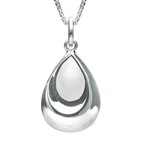 Sterling Silver Bauxite Half Stone Tear Drop Necklace