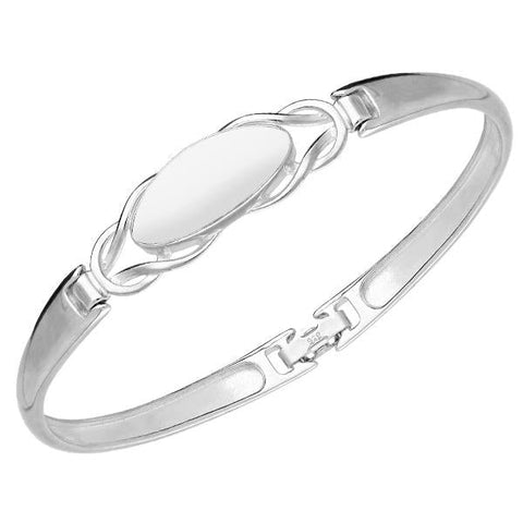 Sterling Silver Bauxite Oval Celtic Clip Bangle, B589