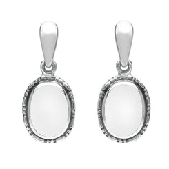 Sterling Silver Bauxite Oval Rope Edge Drop Earrings E148