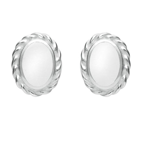 Sterling Silver Bauxite Rope Edge Oval Stud Earrings E289