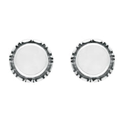 Sterling Silver Bauxite Small Round Rope Edge Stud Earrings E137