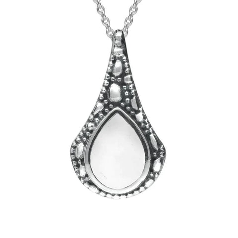 Sterling Silver Bauxite Stone Teardrop Oxidised Necklace P2535