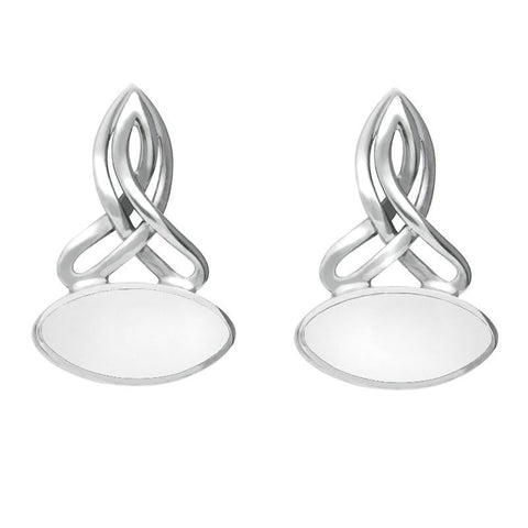Sterling Silver Bauxite Wide Marquise Celtic Stud Earrings E977