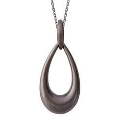 Sterling Silver Black Vermeil Open Pear Drop Infinity Necklace. P2773C.