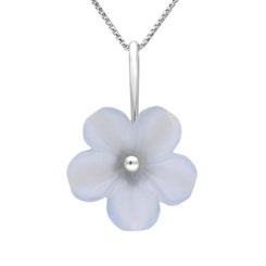 Sterling Silver Blue Chalcedony Tuberose Desert Rose Necklace, P2858.