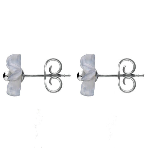 Sterling Silver Blue Chalcedony Tuberose Desert Rose Stud Earrings, E2154.