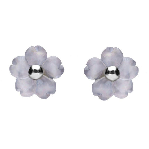 Sterling Silver Blue Chalcedony Tuberose Gypsophila Stud Earrings, E2157.